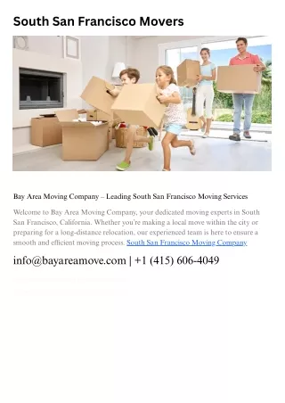 South San Francisco Movers