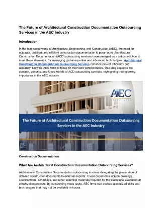 The Future of Architectural Construction Documentation Outsourcing Services in the AEC Industry