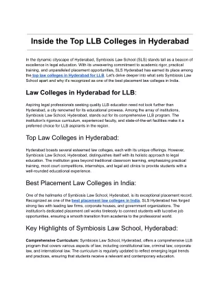 Inside the Top LLB Colleges in Hyderabad