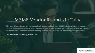 MSME Vendor Reports In Tally