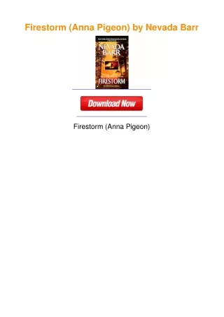 Firestorm (Anna Pigeon) by Nevada Barr