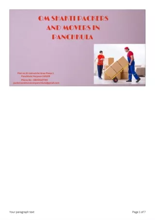 Efficient Packers and Movers Services in Panchkula | Hassle-Free Relocation