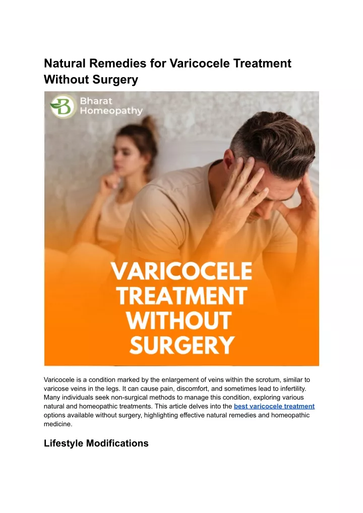 natural remedies for varicocele treatment without