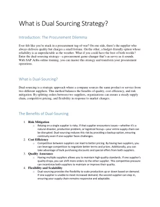 What is Dual Sourcing Strategy