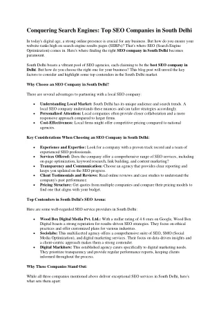 SEO Company in South Delhi Word PDF