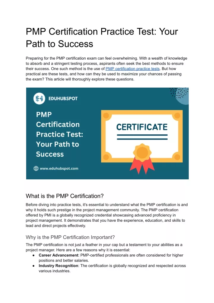 pmp certification practice test your path