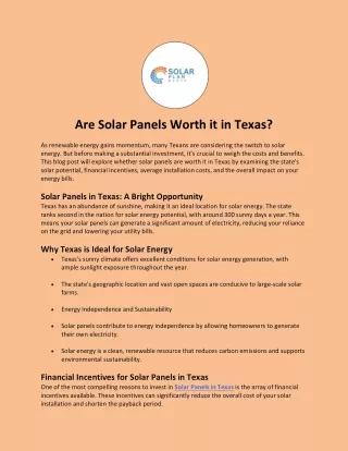 Are Solar Panels Worth it in Texas?