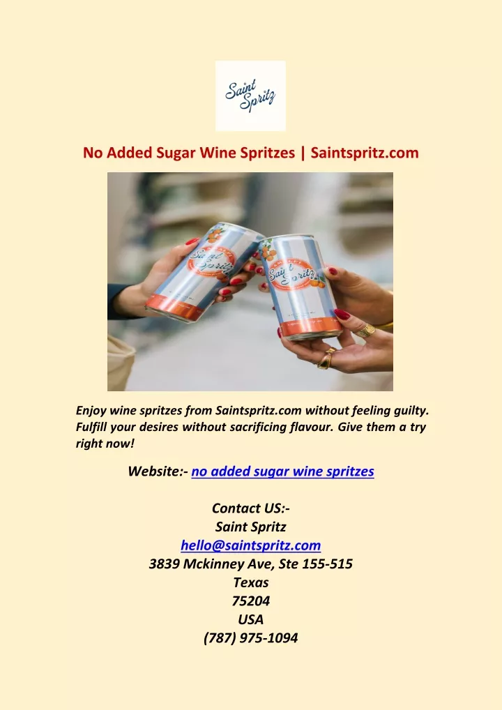 no added sugar wine spritzes saintspritz com