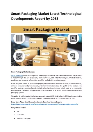 Smart Packaging Market Growing Trends and Technology Forecast to 2033
