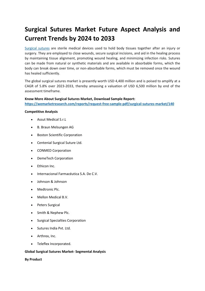 surgical sutures market future aspect analysis