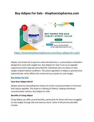 Buy Adipex For Sale - thephoenixpharma.com