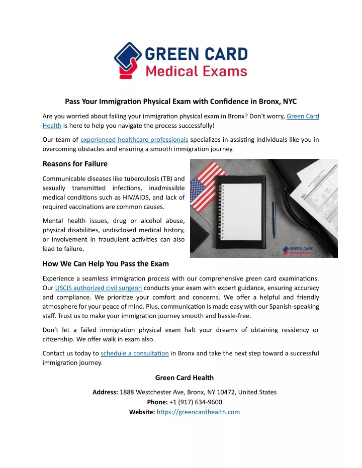 pass your immigration physical exam with