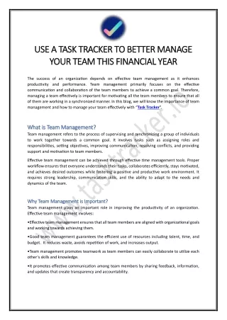 Use A Task Tracker To Better Manage Your Team This Financial Year