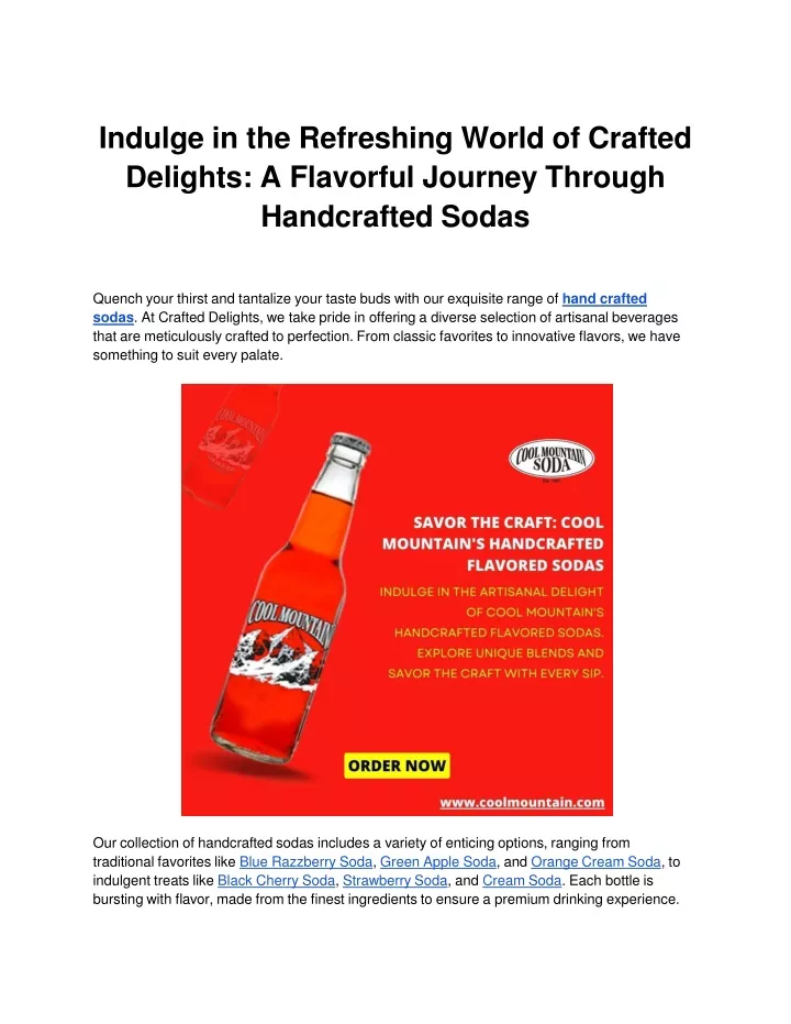 indulge in the refreshing world of crafted delights a flavorful journey through handcrafted sodas