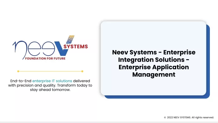 neev systems enterprise integration solutions enterprise application management