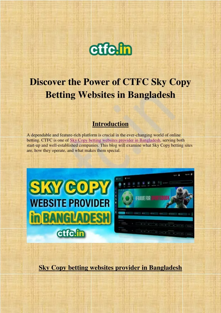 discover the power of ctfc sky copy betting