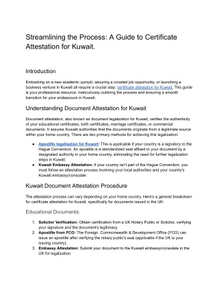 Streamlining the Process_ A Guide to Certificate Attestation for Kuwait