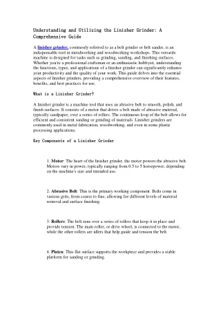 understanding and utilizing the linisher grinder