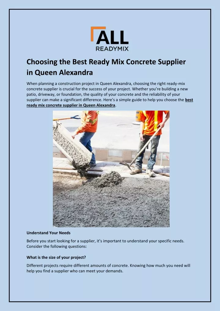 choosing the best ready mix concrete supplier