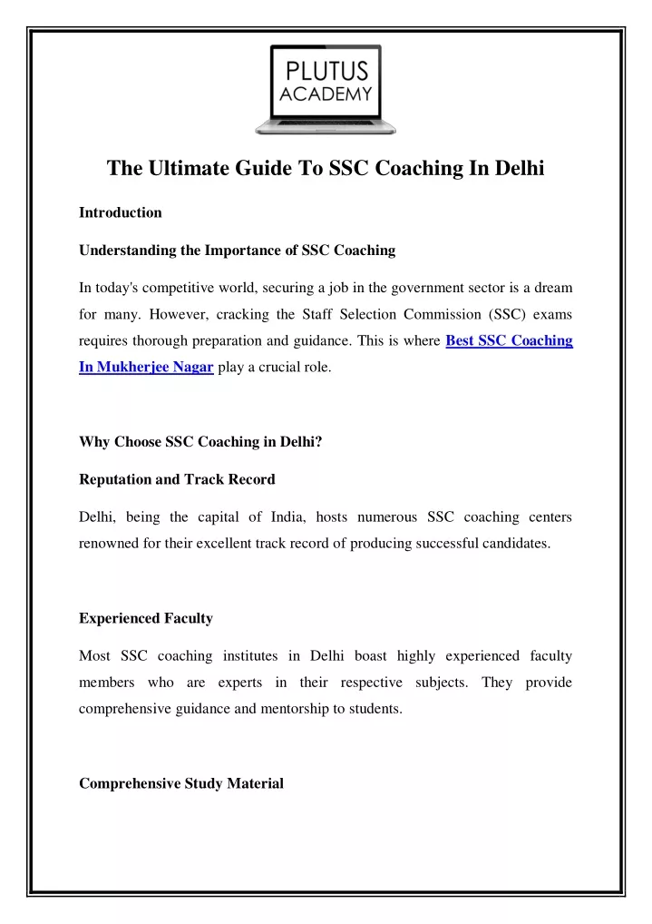 the ultimate guide to ssc coaching in delhi