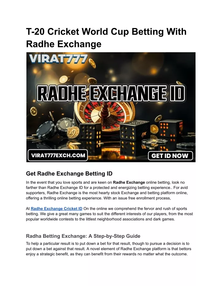 t 20 cricket world cup betting with radhe exchange