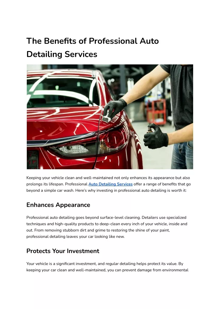 the benefits of professional auto detailing