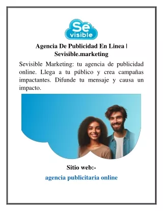 Agencia De Publicidad En Linea  Sevisible.marketing