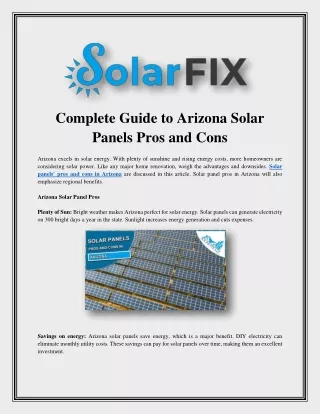 Complete Guide to Arizona Solar Panels Pros and Cons