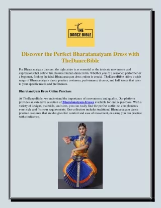 Discover the Perfect Bharatanatyam Dress with TheDanceBible