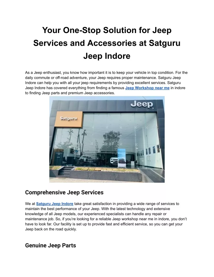 your one stop solution for jeep services