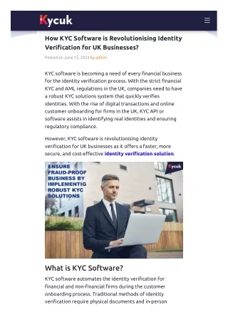 How KYC Software is Revolutionising Identity Verification for UK Businesses