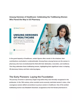 Unsung Heroines of Healthcare_ Celebrating the Trailblazing Women Who Paved the Way in US Pharmacy