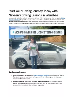 Start Your Driving Journey Today with Naveen's Driving School in Werribee