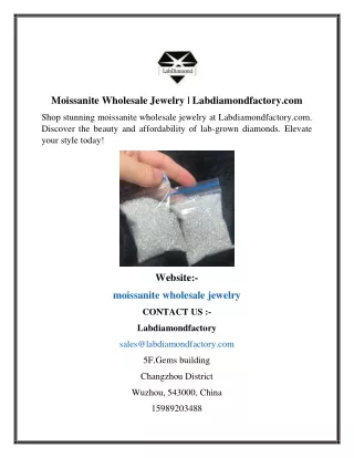 Moissanite Wholesale Jewelry  Labdiamondfactory