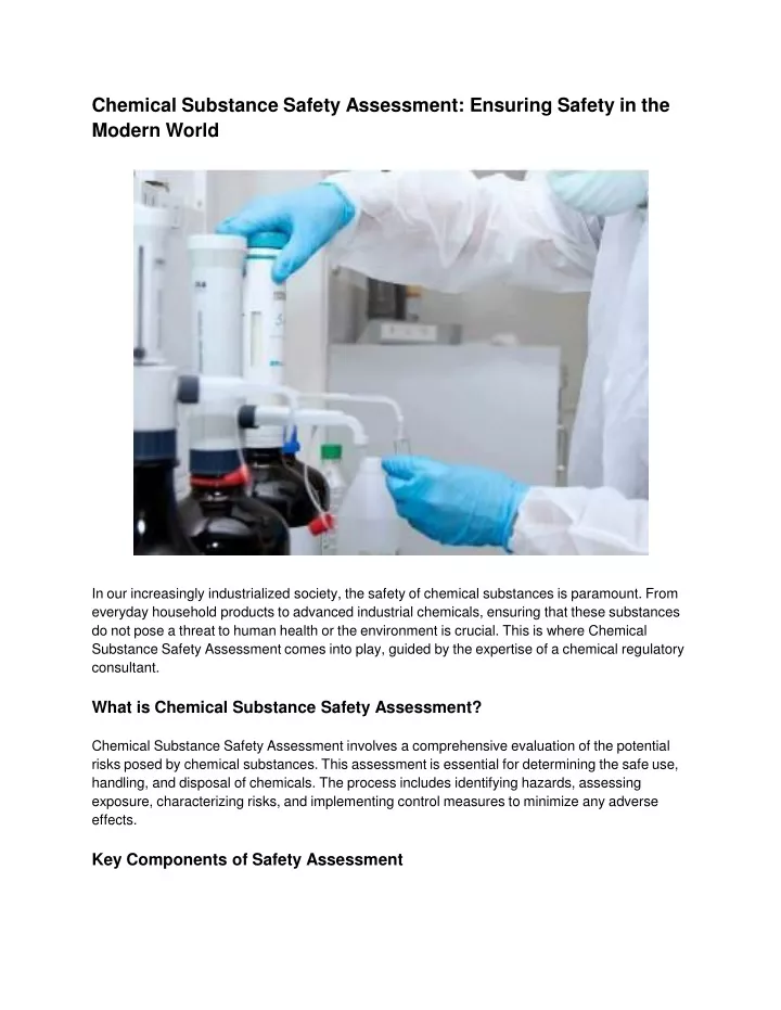 chemical substance safety assessment ensuring
