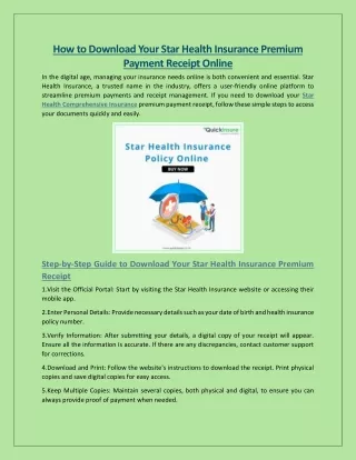 How to Download Your Star Health Insurance Premium Payment Receipt Online