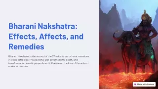 Bharani Nakshatra: Effects, Affects, and Remedies