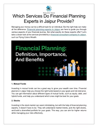 which services do financial planning experts