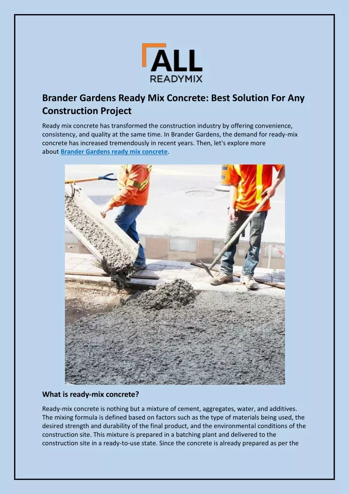 brander gardens ready mix concrete best solution