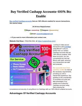 Buy Verified Cashapp Accounts-100% Btc Enable