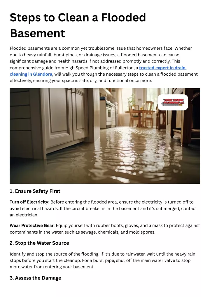 steps to clean a flooded basement