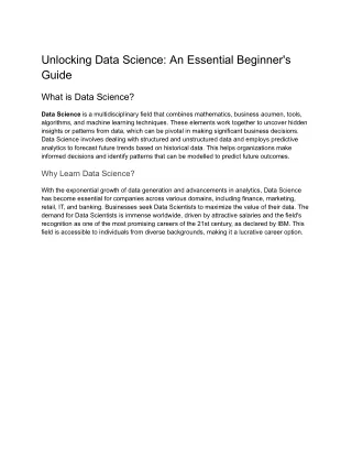 unlocking data science an essential beginner
