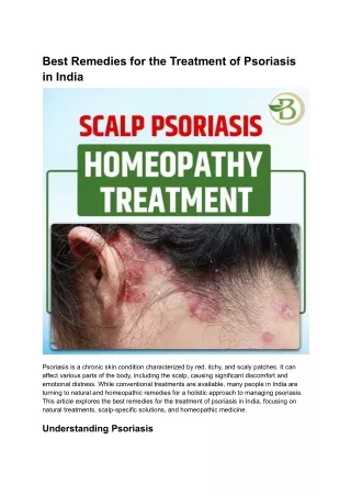 Best Remedies for the Treatment of Psoriasis in India