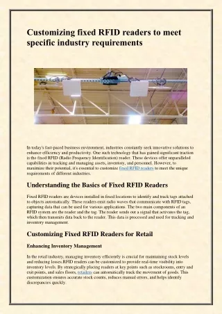 customizing fixed rfid readers to meet specific