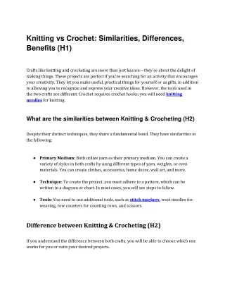 KNITTING VS CROCHET: SIMILARITIES, DIFFERENCES, BENEFITS