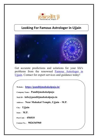 Looking For Famous Astrologer in Ujjain