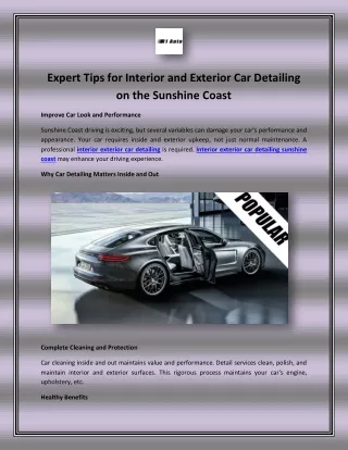 Expert Tips for Interior and Exterior Car Detailing on the Sunshine Coast. pdf