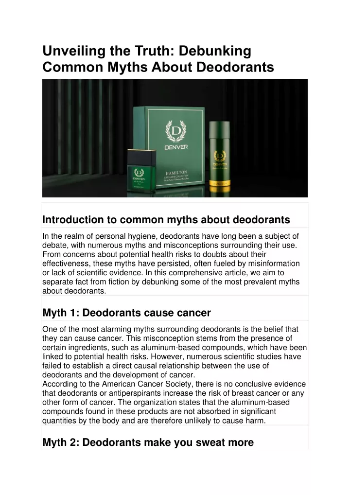 PPT - Unveiling the Truth Debunking Common Myths About Deodorants ...