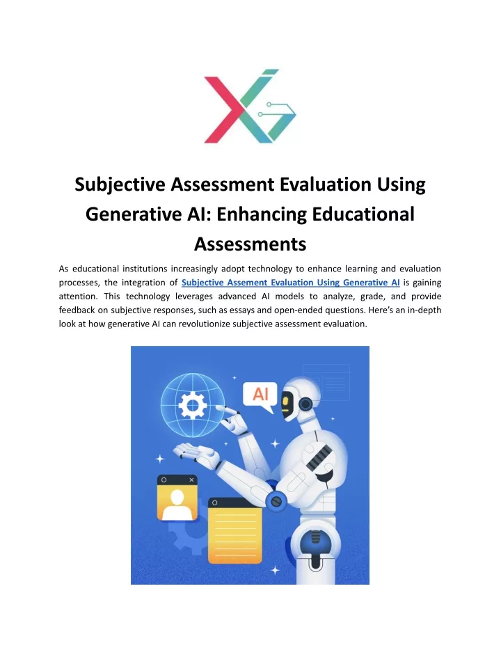 subjective assessment evaluation using generative