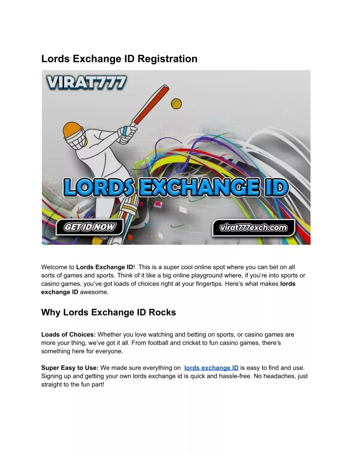 lords exchange id registration